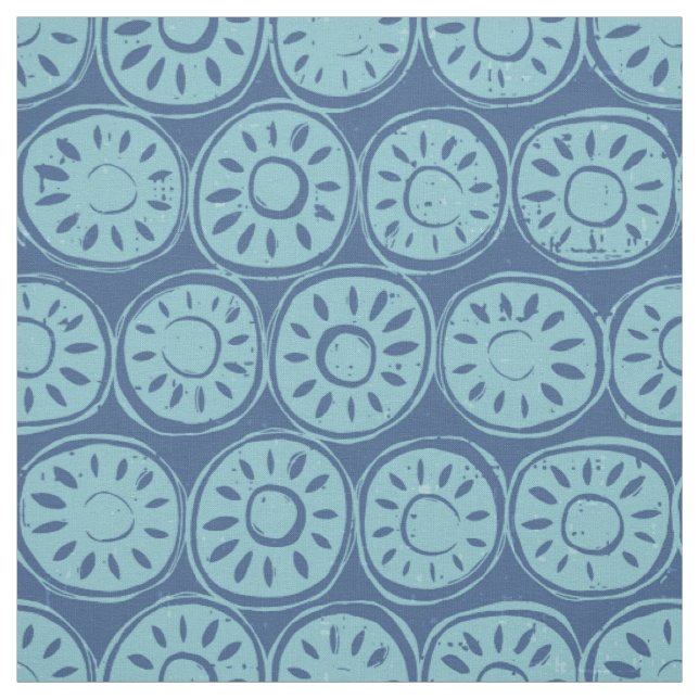Tissu bloc de fleurs bleu (Échantillon)