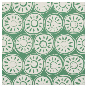 Tissu bloc de fleurs ivoire vert