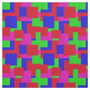 Tissu Bloc de motif abstrait mosaïque bleu vert rouge ro