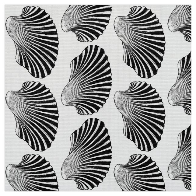 Tissu Blocage de coquille de saint Jacques, noir et blan (Échantillon)