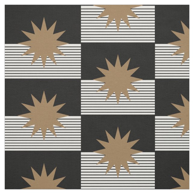Tissu Blocage noir blanc et soleil Brown (Échantillon)
