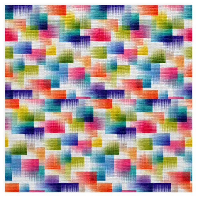 Tissu Blocs de couleurs géométriques vibrants avec un dé (Échantillon)