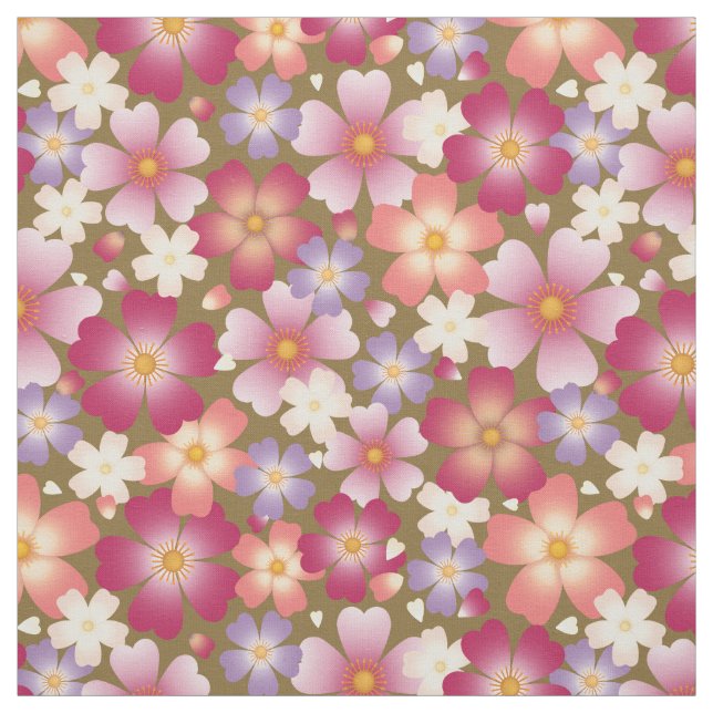 Tissu Blossoms mixtes Dreamy sur Olive Medium Scale Flor (Échantillon)