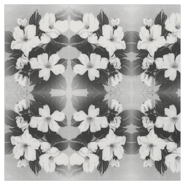 Tissu Blossoms noirs et blancs (Échantillon)