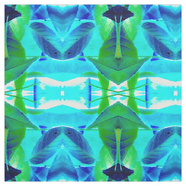 Tissu Blue Aqua Leaves (Échantillon)