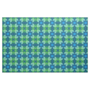 Tissu Blue Aqua Turquoise Lime Green Bali Batik Motif