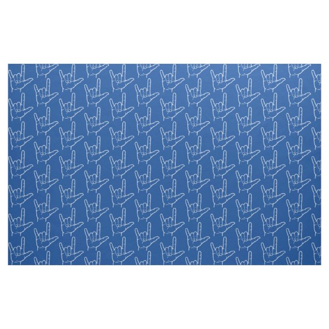 Tissu Blue ASL I Love You Patterned Fabric (Yard)
