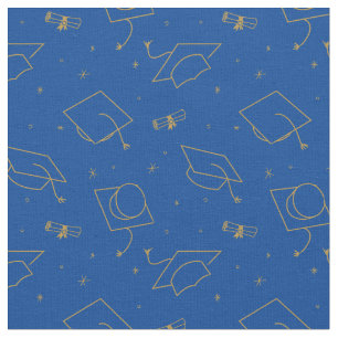 Tissu Blue Background Graduation Cap Toss