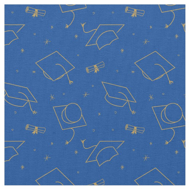 Tissu Blue Background Graduation Cap Toss (Fermer)