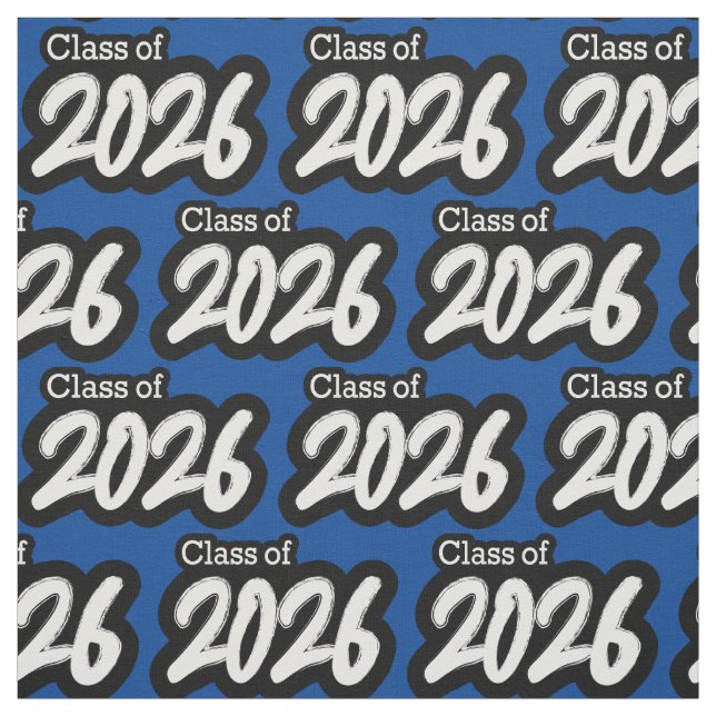 Tissu Blue Bold Brush Class of 2026 (Échantillon)