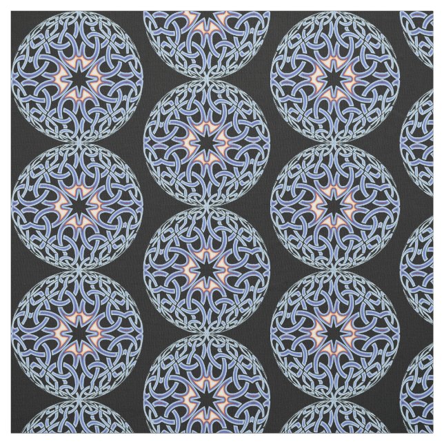 Tissu Blue Celtic Knot Mandala Motif Fabric (Échantillon)