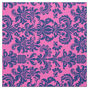 Tissu Blue Floral Damas Custom Pink Arrière - plan