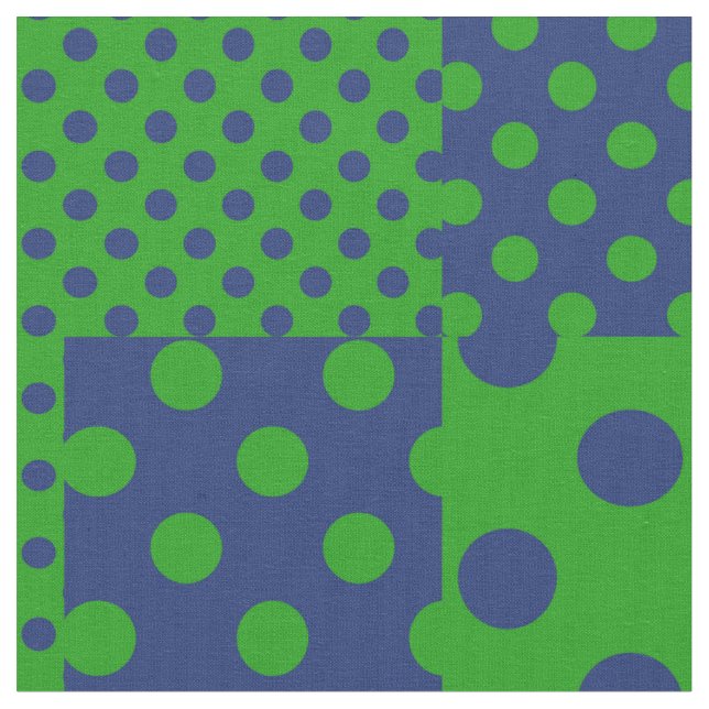 Tissu Blue Green Polka Dots Patchwork  (Fermer)