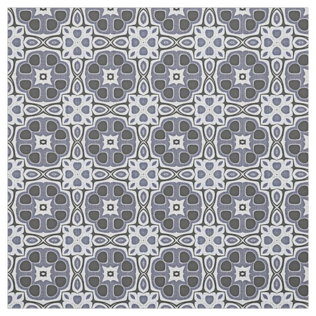 Tissu Blue Grey Violet Floral Bali Batik Motif (Échantillon)