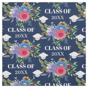 Tissu Blue Rose Flowers Graduation Classe de Motif