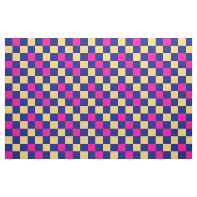 Tissu Blue Yellow Pink Checkered Pattern Design  (Fat Quarter)