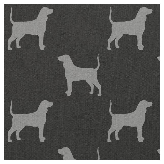 Tissu Bluetick Coonhound Silhouettes Gris et noir (Fermer)