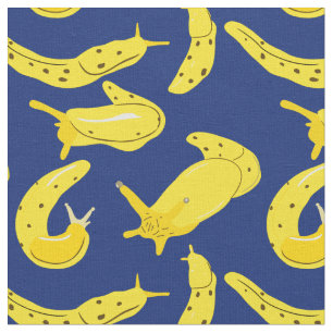 Tissu Bluge jaune vif, boue de banane bleue royale illus