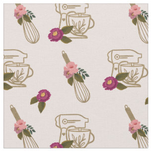 Tissu Blush Pink Chic Floral Whisk & Stand Mixer Motif