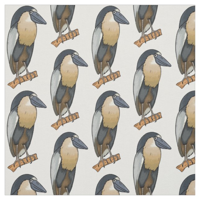 Tissu Boat-billed heron bird cartoon (Échantillon)