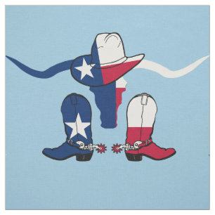 Tissu Boeuf de drapeau du Texas, bottes et casquette de