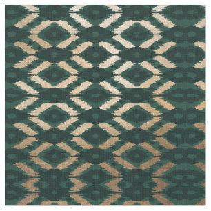 Tissu Bohême Gold Forest Green Ikat Motif