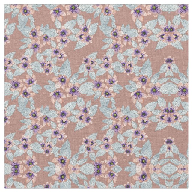 Tissu Bohème Terracotta rose Fleurs Aquarelle (Fermer)