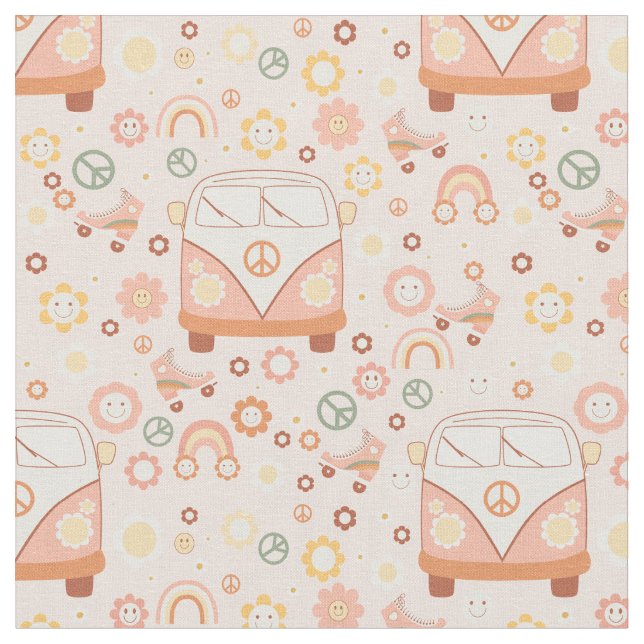 Tissu boho années 1960 hippie peace van (Fermer)