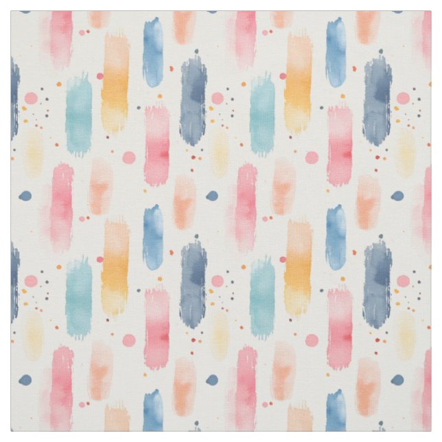 Tissu Boho Arc-en-ciel Brush Strokes & Dots (Échantillon)