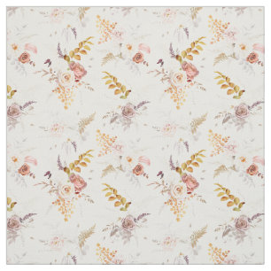 Tissu Boho beige, herbe de la Pampa Terracotta Aquarelle