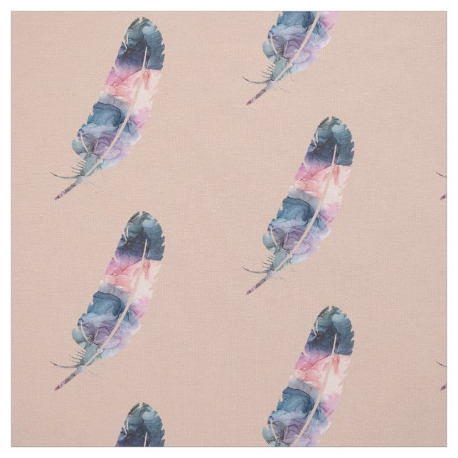 Tissu Boho bleu, violet et rose avec beige (Échantillon)