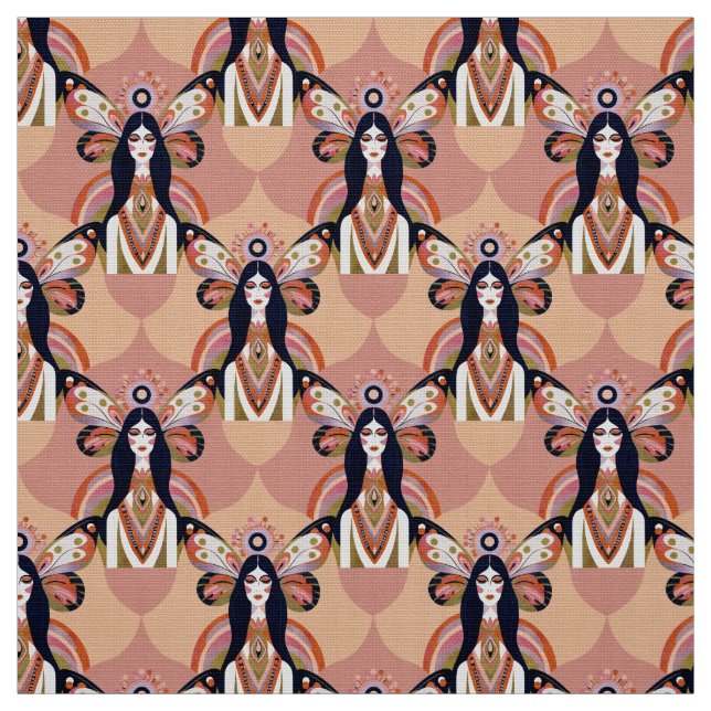 Tissu Boho Butterfly Goddess Retro Earth Tones (Échantillon)
