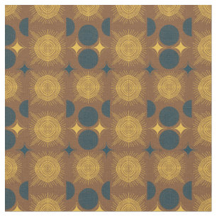 Tissu Boho Celestial Sun Moon Motif rustique