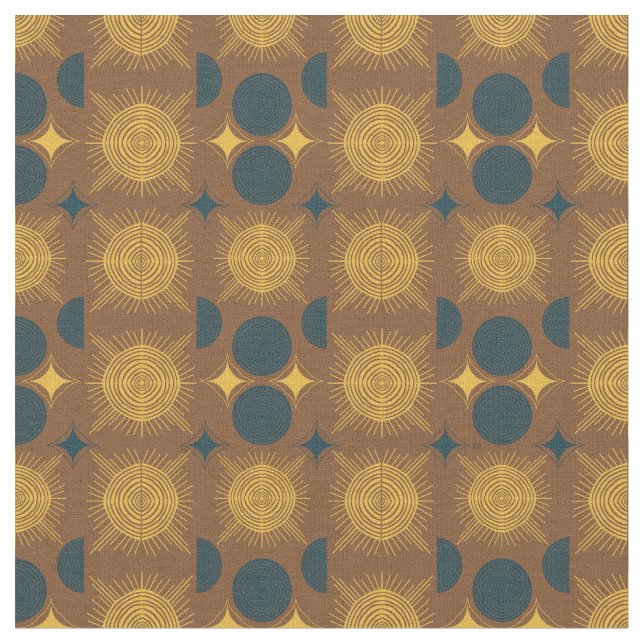 Tissu Boho Celestial Sun Moon Motif rustique (Fermer)