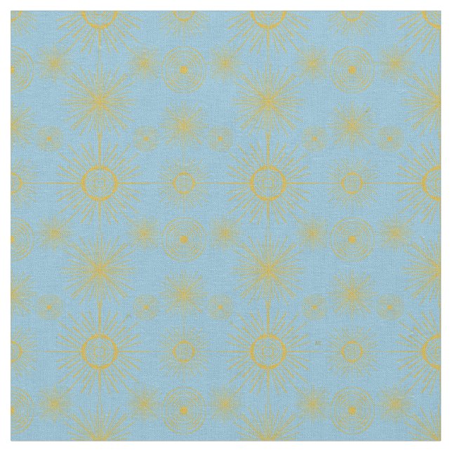 Tissu Boho Celestial Sun Stars Sky Blue (Fermer)