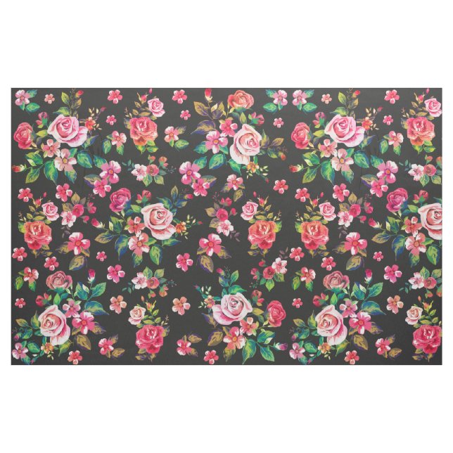 Tissu Boho Chic rose  d'aquarelle fleurie motif (Fat Quarter)