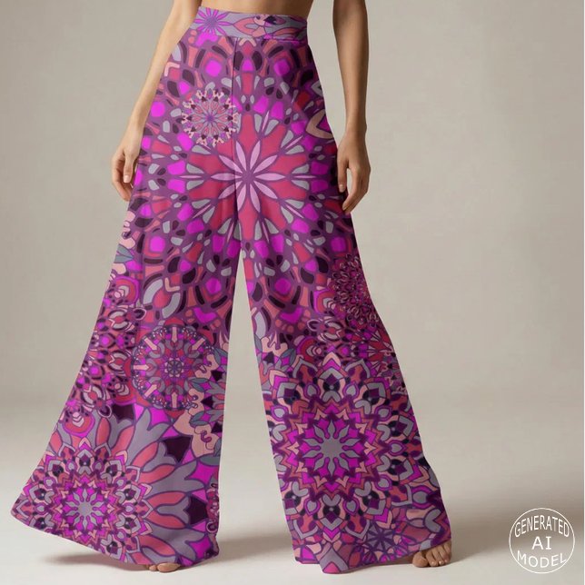 Tissu Boho Chic Rose Violet Floral Motif Mandala (Créateur téléchargé)