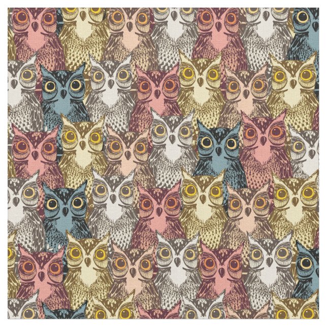 Tissu Boho coloré Boodland Owl Motif (Fermer)