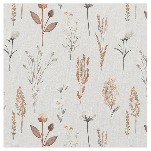Tissu Boho Fleurs de mauvaises herbes rustique  (Fermer)