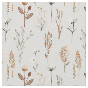 Tissu Boho Fleurs sauvages mauvaises herbes rustique