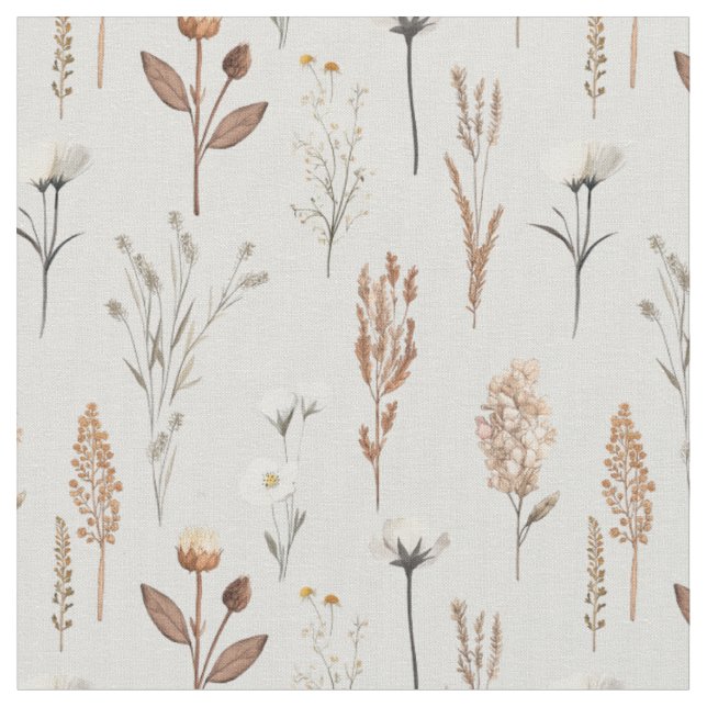 Tissu Boho Fleurs sauvages mauvaises herbes rustique - p (Fermer)