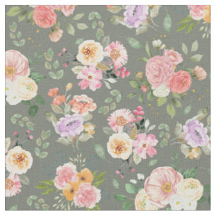 Tissu Boho Floral été sur Grey