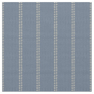 Tissu Boho géo lignes simples beige denim bleu rustique