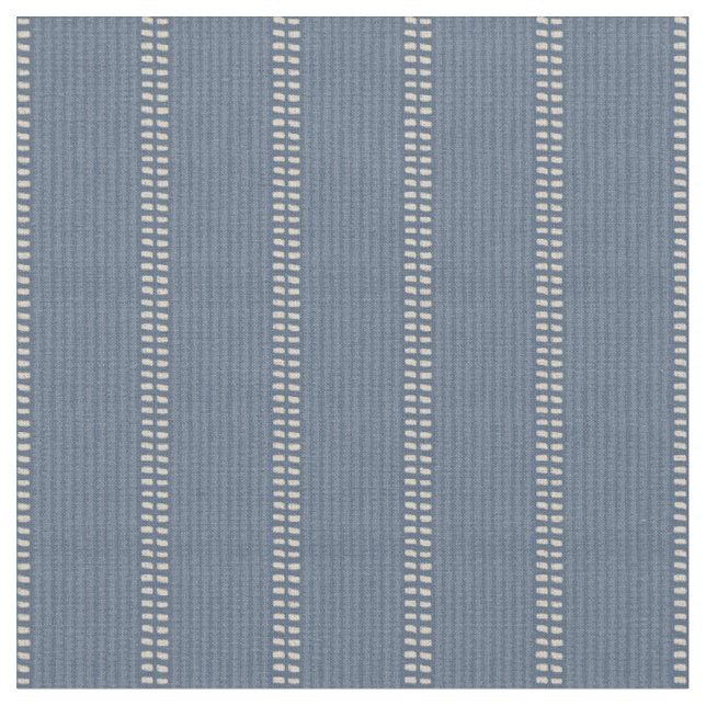 Tissu Boho géo lignes simples beige denim bleu rustique (Fermer)