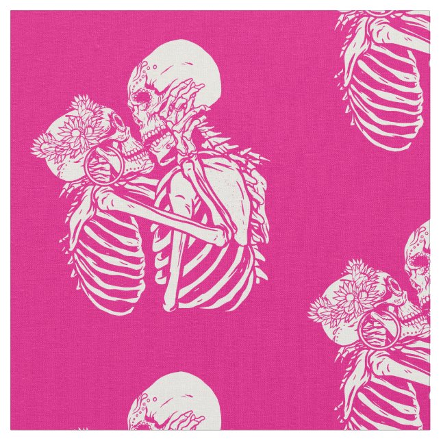 Tissu boho goth squelette amateurs valentines crâne (Fermer)