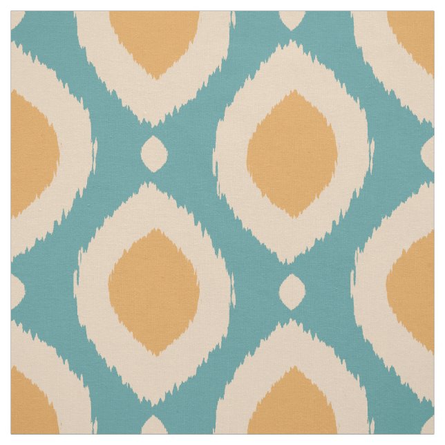 Tissu Boho Ikat Imprimer Aqua Jeune Motif Tribale Jaune  (Échantillon)