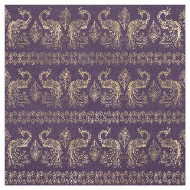 Tissu Boho Purple et Gold Peacock (Échantillon)