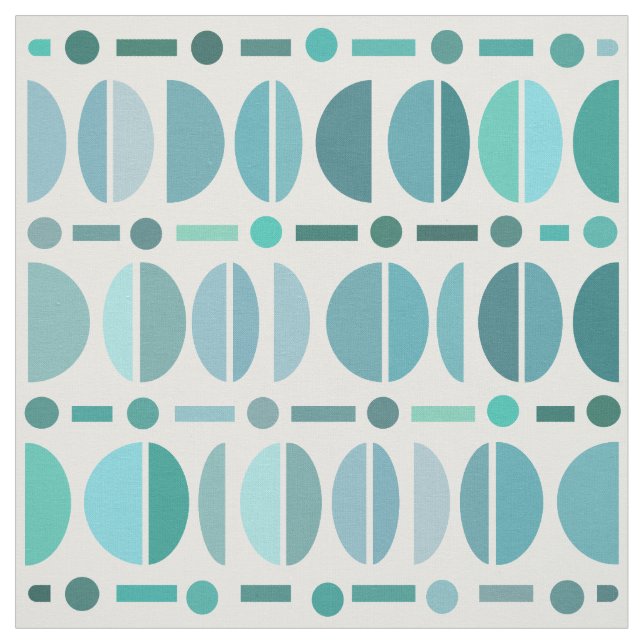 Tissu Boho Retro Bowls Motif Turquoise (Échantillon)