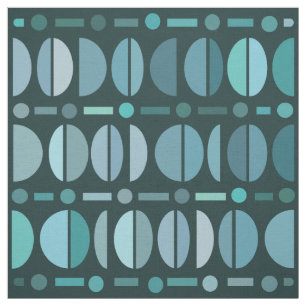 Tissu Boho Retro Bowls Motif Turquoise