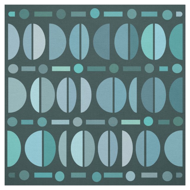 Tissu Boho Retro Bowls Motif Turquoise (Échantillon)